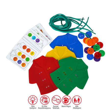 Button Clothes - Düğme İlikleme, Gömlek ve Kıyafet Giydirme Eğitici ve Eğlenceli Kutu Oyunu - 1